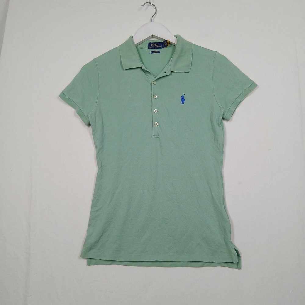 Polo Ralph Lauren Slim Fit Cotton Polo Shirt Sage Green Blue Pony Small